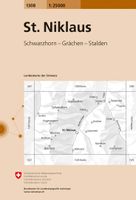Wandelkaart - Topografische kaart 1308 St. Niklaus | Swisstopo