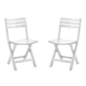 Set van 4x stuks witte kunststof klapstoelen voor binnen en buiten