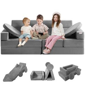 VEVOR speelsofa kindersofa, 15 in 1 kindersofa van schuim, matras multifunctionele speeltafel puzzelsofa, kinderfauteuil opvouwbaar, educatief speelgoed kinderfauteuil speelsofa gezellige hoek