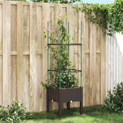 VidaXL Plantenbak met latwerk 40x40x142,5 cm polypropeen bruin
