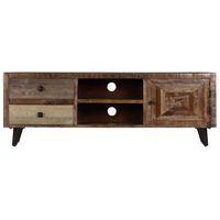 The Living Store Houten TV-meubel - 118 x 30 x 40 cm - Massief mangohout