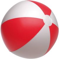 1x Strandbal opblaasbaar rood/wit - Strandballen - thumbnail