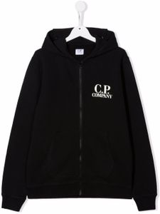 C.P. Company Kids hoodie zippé à logo imprimé - Noir