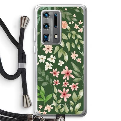 Botanical green sweet flower heaven: Huawei P40 Pro Plus Transparant Hoesje met koord