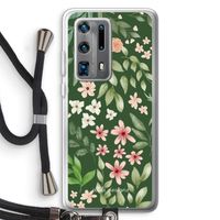 Botanical green sweet flower heaven: Huawei P40 Pro Plus Transparant Hoesje met koord