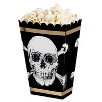 4x Popcornbakjes/snoepbakjes piraat/doodshoofd thema22 cm   -