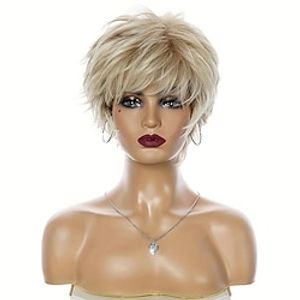 Synthetische pruiken Recht Pixie-kapsel Pruik Kort Blond Synthetisch haar Dames Modieus ontwerp Zacht Naturel Blond Lightinthebox