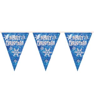 Henbrandt kerst vlaggenlijn Merry Christmas- blauw -3,6 m - vlaggetjes   -