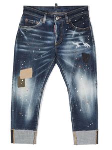 DSQUARED2 KIDS jean droit à effet taches de peinture - Bleu