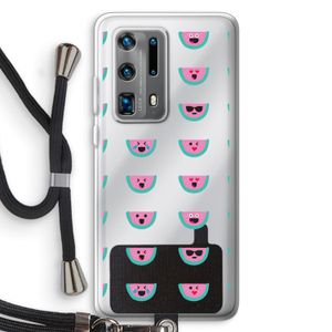 Smiley watermeloenprint: Huawei P40 Pro Plus Transparant Hoesje met koord
