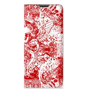 Mobiel BookCase Motorola Moto G51 5G Angel Skull Rood