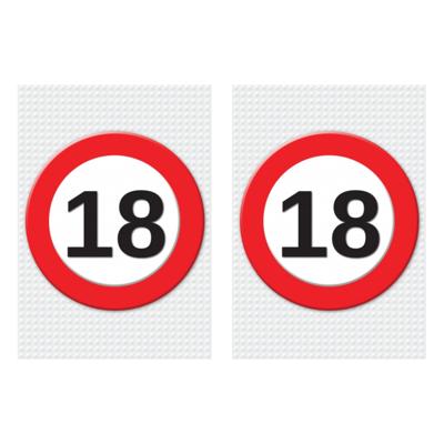 Verjaardag deurposter - 2x - 18 jaar - stopbord - 59 x 84 cm - leeftijd feestartikelen Verjaardag deurposter - 2x - 18 jaar - stopbord - 59 x 84 cm - leeftijd feestartikelen