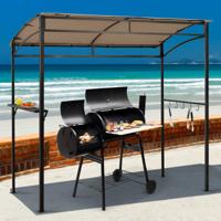 Grillpaviljoen Weerbestendig Metalen Frame met Rek & Haken 216 x 134 x 211 cm Bruin