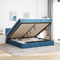 Ottoman bed met matras 200x200 cm fluweel donkerblauw