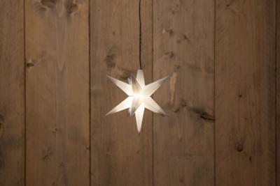 3D STER WIT 12CM / 1LED WARM WIT / 1,5M TRANSPARANT AANLOOPSNOER / 3XAA B.O WITH 6/18H TIMER / PET BOX - Annas collection