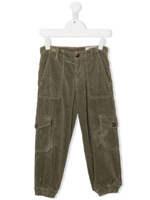 Brunello Cucinelli Kids pantalon fuselé en velours côtelé - Vert