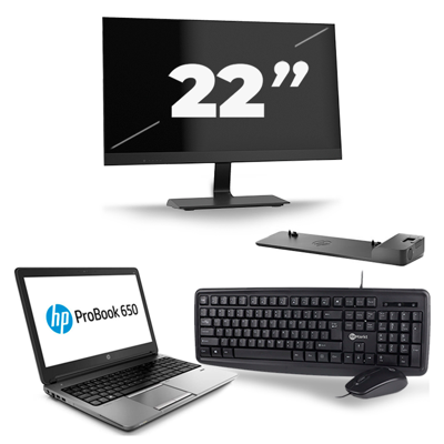 HP ProBook 650 G1 - Intel Core i5-4e Generatie - 15 inch - 8GB RAM - 256GB SSD - Windows 11 + 1x 22 inch Monitor