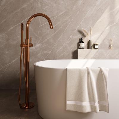 BRAUER Stripe Vrijstaande Badmengkraan - SET 01 - staaf handdouche - doucheslang - koper geborsteld PVD 5-GK-337