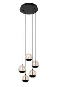 Lucide SENTUBAL - Hanglamp - Ø 35 cm - LED Dimb. - 5x5,2W 2700K - Zwart