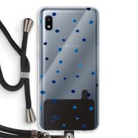 Blauwe stippen: Samsung Galaxy A10 Transparant Hoesje met koord Blauwe stippen: Samsung Galaxy A10 Transparant Hoesje met koord