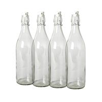 Gerimport Beugelfles - 12x stuks - weckfles met beugeldop - 1 liter - glas