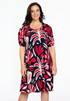 Yoek Jurk met pofmouwen AMELIA | Blauw | Maat 54/56