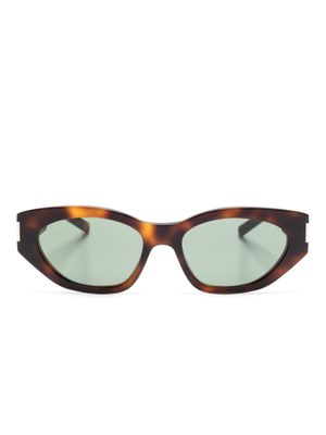 Saint Laurent Eyewear lunettes de soleil Bold Geo à monture ovale - Marron
