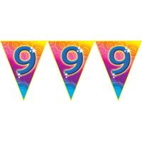Verjaardag vlaggenlijn - 9 jaar - 5 meter - leeftijd vlaggetjes - kunststof