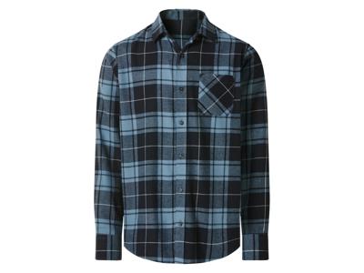 Esmara Men Flanellen heren overhemd (marineblauw/geruit, XL)