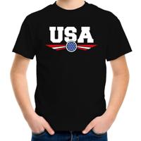 USA Amerika landen supporters t-shirt - zwart - kinderen - Fan kleding - EK / WK / Olympische spelen