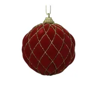 Kerstbal plc d8cm kerstrood/goud