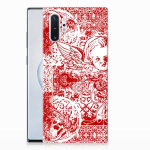 Silicone Back Case Samsung Galaxy Note 10 Plus Angel Skull Rood