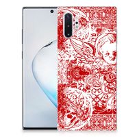 Silicone Back Case Samsung Galaxy Note 10 Plus Angel Skull Rood - thumbnail