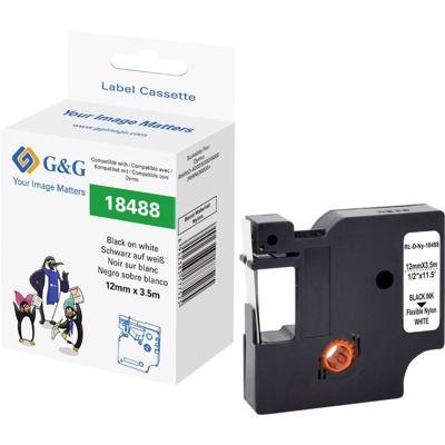 G&G Labeltape Polyamide Tapekleur: Wit Tekstkleur: Zwart 12 mm 3.5 m