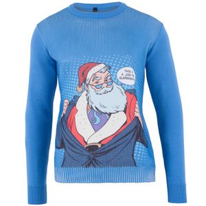 Blauwe kersttrui super Santa