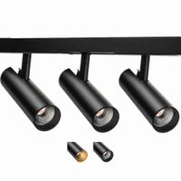 SG spanningsrail zwart met 3 zwarte cilinder spots 310 lumen 2700K uibreidbaar in lengte en spots