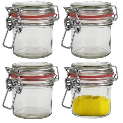 Weckpot/inmaakpot - 5x - glas - 100 ml - met beugelsluiting - transparant