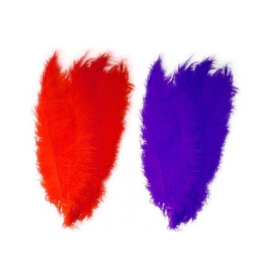 4x stuks grote veer/struisvogelveren 2x paars en 2x rood van 50 cm