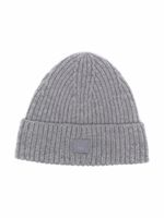 Acne Studios Kids bonnet en maille nervurée à patch Face - Gris