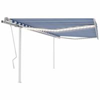 Luifel handmatig uittrekbaar met LED 4,5x3 m blauw en wit