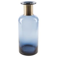 Flesvaas glas donkerblauw 12 x 30 cm - thumbnail