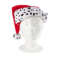 Kerstmuts - dalmatier print - rood - voor volwassenen - 30 x 40 cm