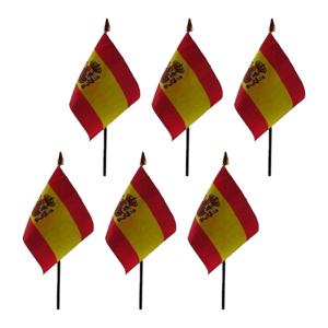 Spanje - 6x - mini vlaggetje van 10 x 15 cm op stokje - Landen vlag - H27 cm