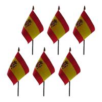 Spanje - 6x - mini vlaggetje van 10 x 15 cm op stokje - Landen vlag - H27 cm