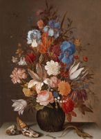 Balthasar van der Ast, Stilleven met bloemen 60x90cm, Rijksmuseum, print op canvas, premium print, oude meester