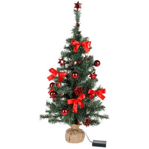 Kunstboom/kunst kerstboom - 75 cm - met kerstversiering en kerstverlichting