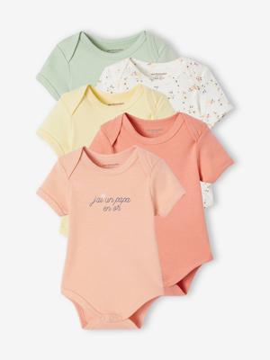 Set met 5 rompers korte mouwen ecru