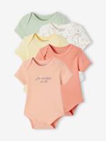 Set met 5 rompers korte mouwen ecru