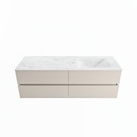 MONDIAZ VICA-DLUX 150cm badmeubel onderkast Linen 4 lades. Inbouw wastafel CLOUD rechts 1 kraangat, kleur Opalo.