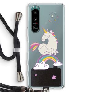 Regenboog eenhoorn: Sony Xperia 5 III Transparant Hoesje met koord